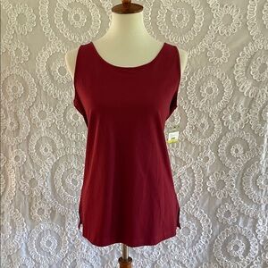 John Mark Burgundy Soft Bamboo Tank Top longer length very stretchy